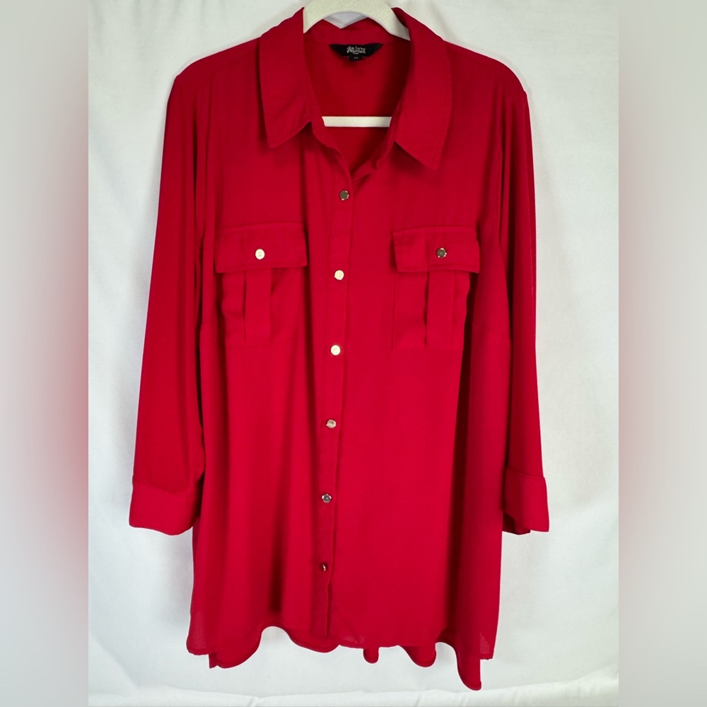 Slim Factor By Investments Button Front Top - Red - 3X
